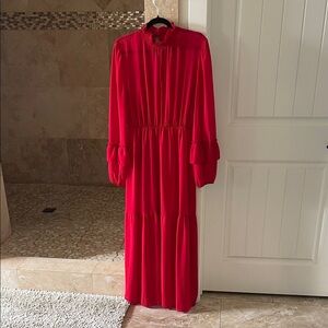 Boohoo Vibrant Red Long Sleeve Dress
